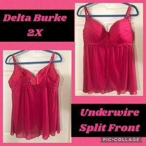 Delta Burke 2X babydoll hot pink lace fuchsia magenta Maternity Plus size